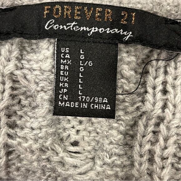 Forever21 u-neck light grey knit long sleeve sweater size large - Picture 8 of 11